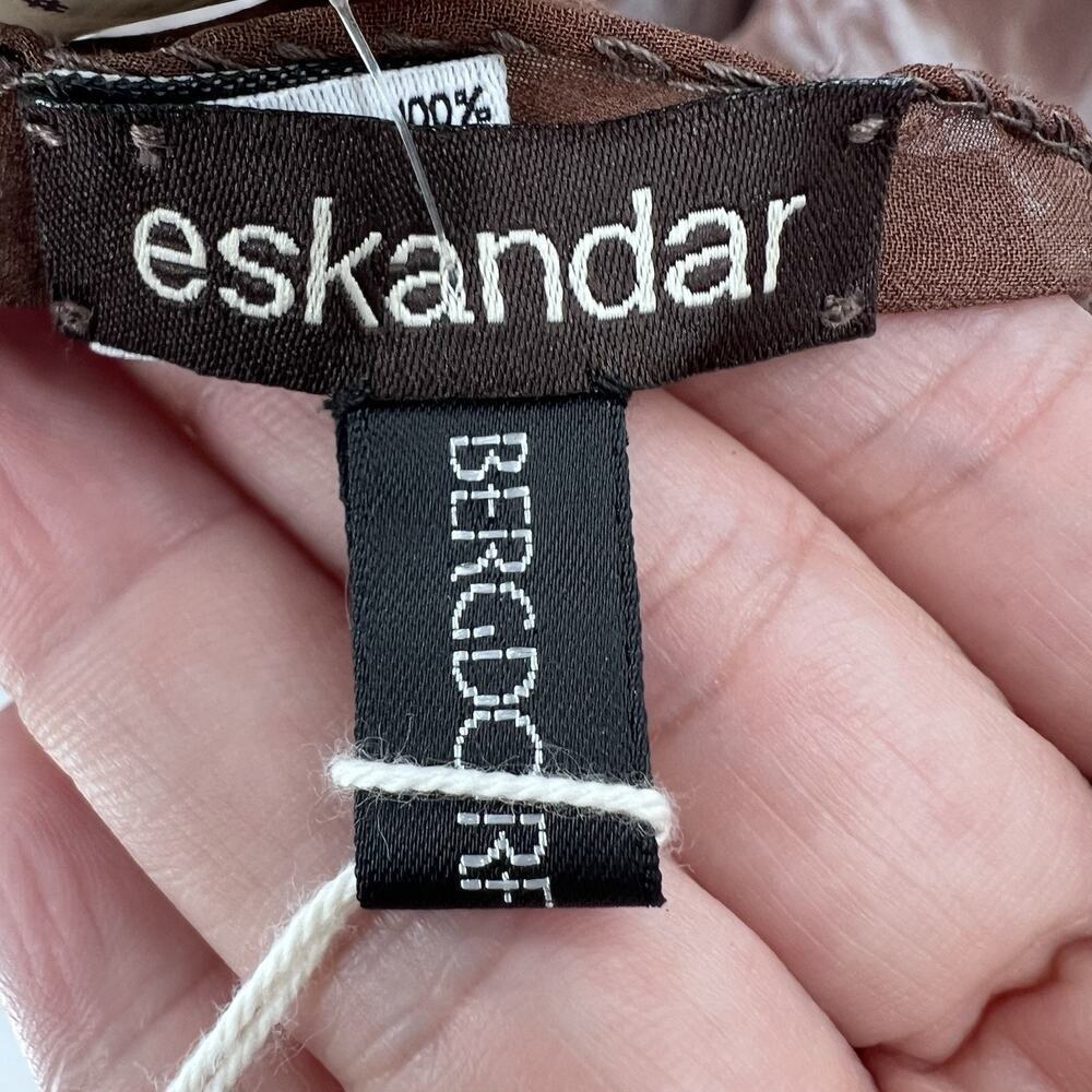 Eskandar 100% Silk Brown Ficus Elasticus Georgette Scarf - Picture 7 of 10